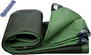 Tent Canvas Shade Cloth Tarpaulin Waterproof Heavy Duty Thicken Tarps Rainproof Cloth with Grommets, 6.5X9.8ft/2X3