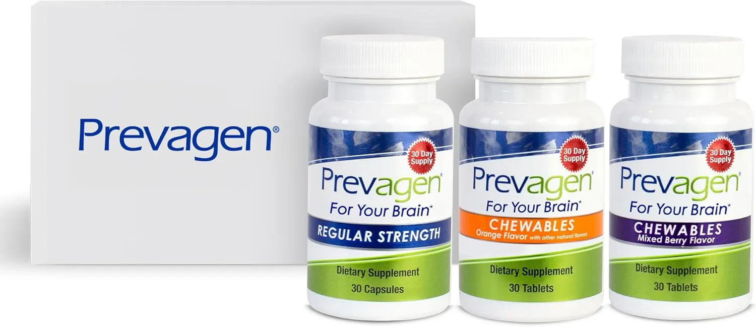 The Prevagen Variety Pack - |90-Day Supply| Regular Strength Capsules, 10mg. Mixed Berry and Orange Chewable Tablets, 10mg. | Apoaequorin & Vitamin D