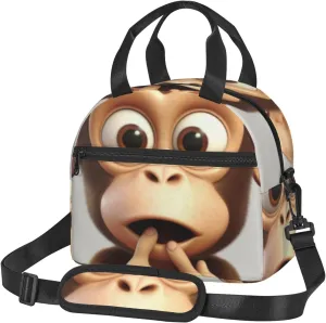 The silent monkey Lunch Bag for Women Men Lunch Box with Front Pocket Insulated Lunch Tote Bag for Office Work