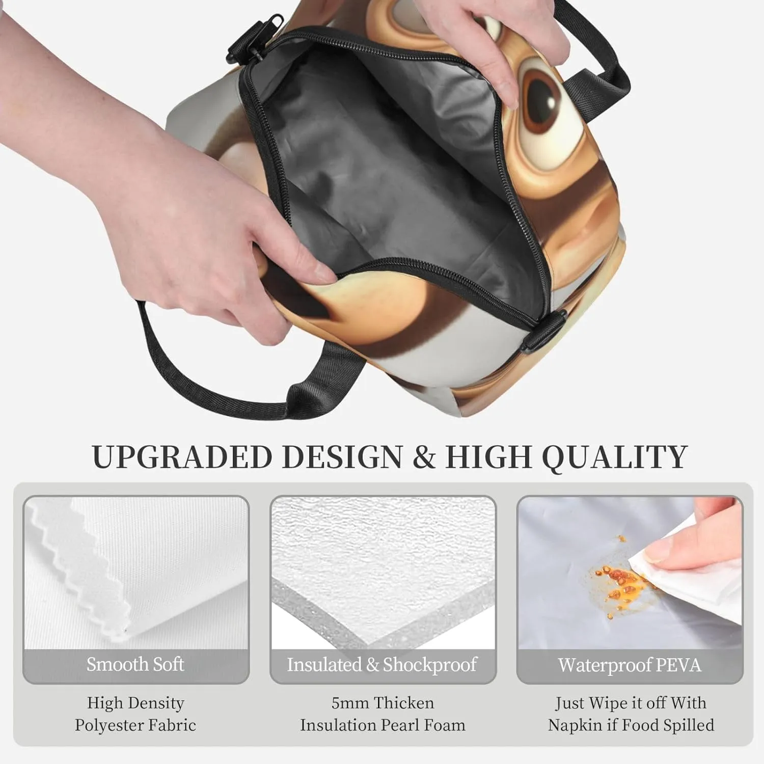 The silent monkey Lunch Bag for Women Men Lunch Box with Front Pocket Insulated Lunch Tote Bag for Office Work