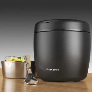 Thermo for Hot Food 32OZ, Vacuum Insulated Food Jar for Adults, Stainless Steel Soup Thermo Wide Mouth Leakproof Lunch Containers with Spoon for School Office, Black