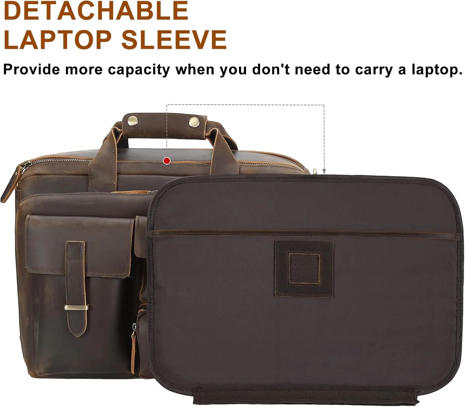 TIDING Full Grain Leather Briefcase For Men 17 Inch Laptop Case Business Travel Office Messenger Shoulder Bag