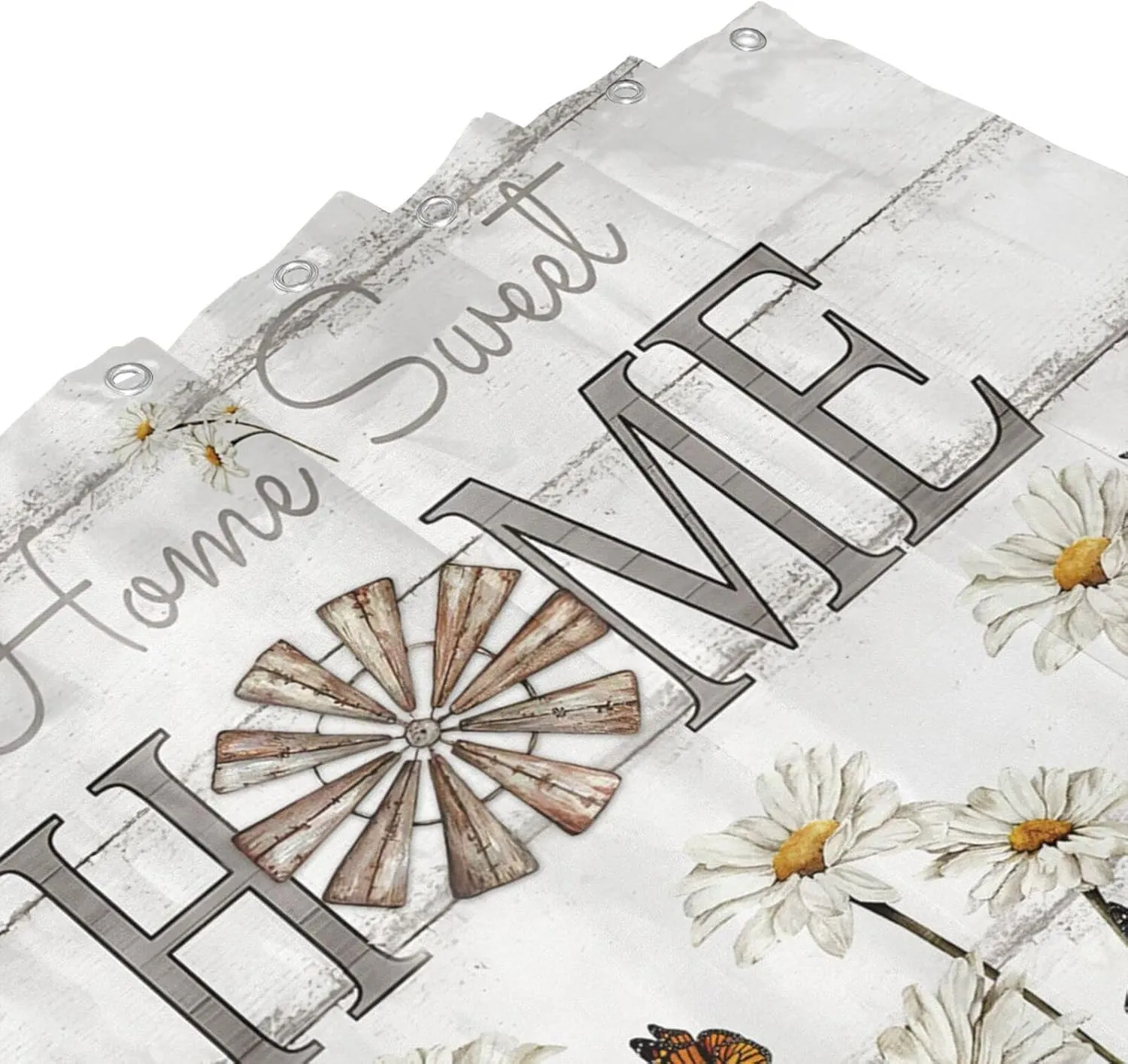 Tijuboni Farmhouse Daisy Shower Curtain White Flower Shower Curtains for Neutral Country Floral Bathroom Decor Rustic Shower Curtain Waterproof Polyester Fabric 60 x 72 Inch