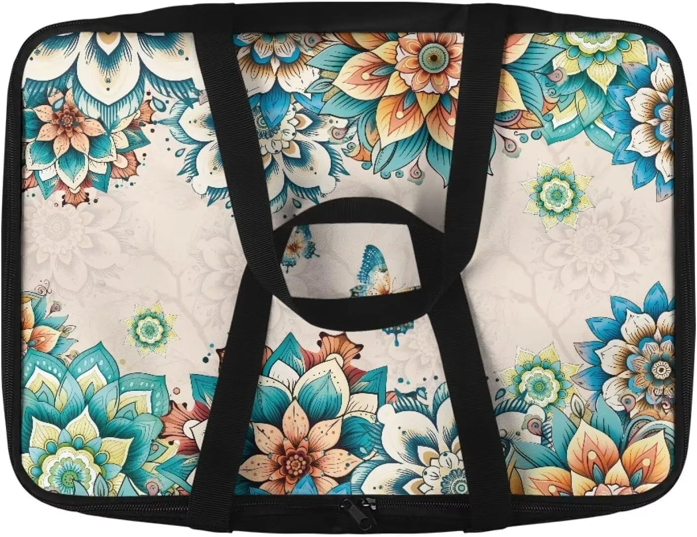 TODIYADDU Casserole Dish with Lid and Carrying Case Boho Flower Butterfly Food Warming Bag for Women Men Rectangular Leakproof Food Storage Container Insulated Thermal Lunch Tote for Potluck Picnic