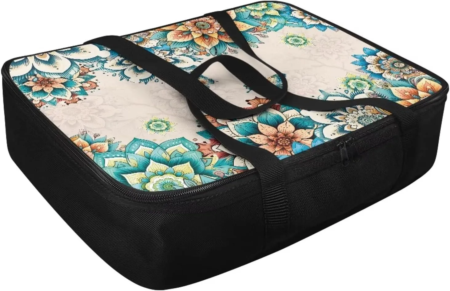 TODIYADDU Casserole Dish with Lid and Carrying Case Boho Flower Butterfly Food Warming Bag for Women Men Rectangular Leakproof Food Storage Container Insulated Thermal Lunch Tote for Potluck Picnic