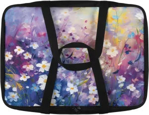 TODIYADDU Purple Flowering Shrubs Casserole Carrier for Women Oil Painting Food Warmer Container with Carrying Strap Trendy Food Carrying Bag for Picnic Potluck Portable Lasagna Holder Lunch Bag