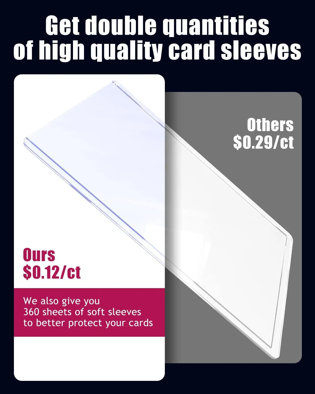 Top Loader for Cards 720 ct, 35 PT Premium 360 Top Loader and 360 Clear Soft Sleeves, Thick Hard Plastic Card Sleeves, 3" x 4" Trading Cards Protector for Game Cards, Sports Cards, Trading Cards