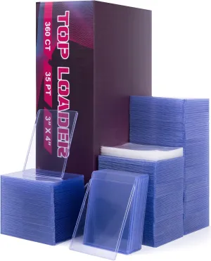 Top Loader for Cards 720 ct, 35 PT Premium 360 Top Loader and 360 Clear Soft Sleeves, Thick Hard Plastic Card Sleeves, 3" x 4" Trading Cards Protector for Game Cards, Sports Cards, Trading Cards