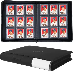 Toploader Binder, Holds 288 Top Loaders for Cards, 9 Pocket Top Loader Binders with Sleeves for 3" x 4" Rigid Card Holders for Trading Cards（Model A，Classic Black）