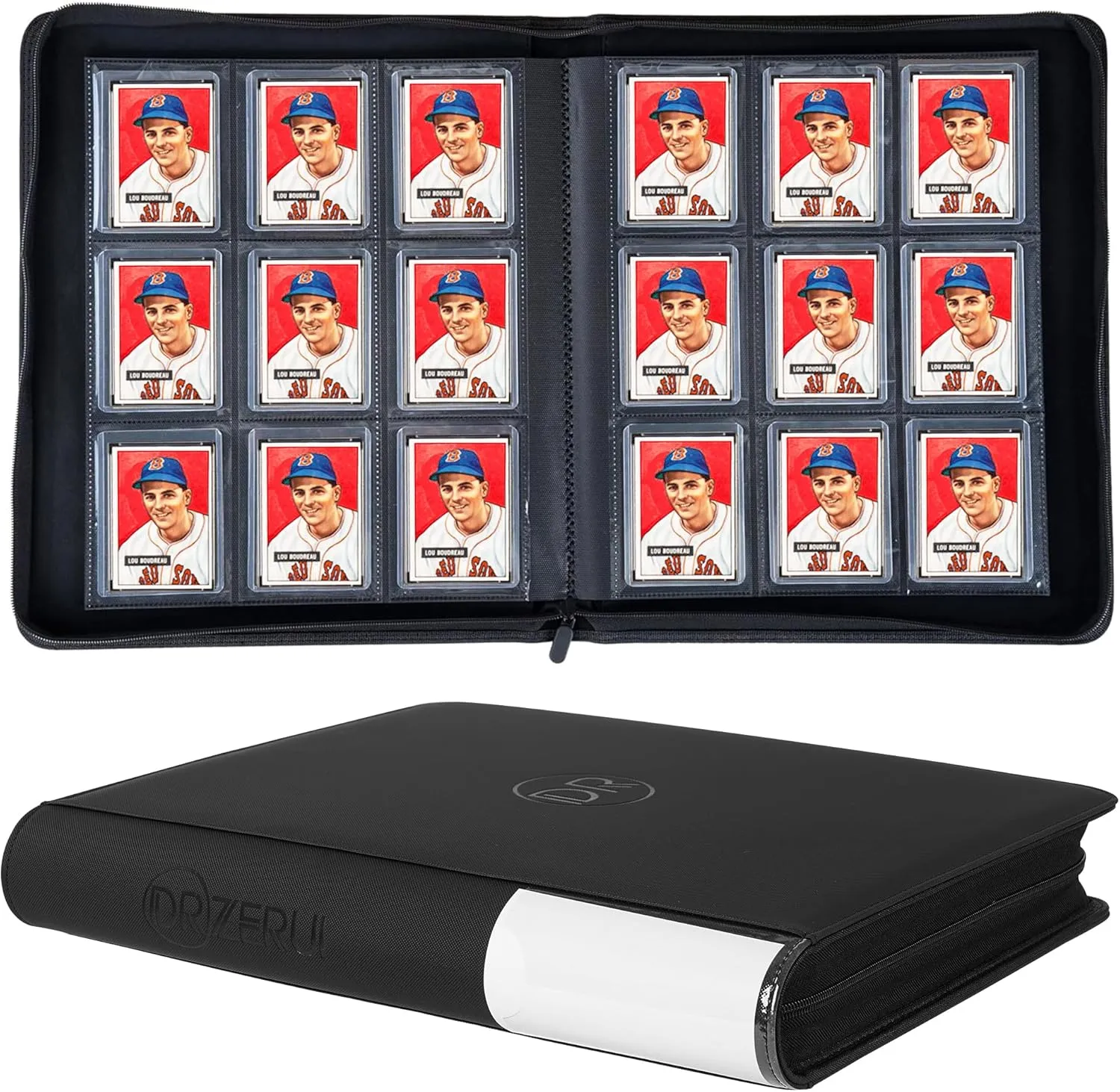Toploader Binder, Holds 288 Top Loaders for Cards, 9 Pocket Top Loader Binders with Sleeves for 3" x 4" Rigid Card Holders for Trading Cards（Model A，Classic Black）