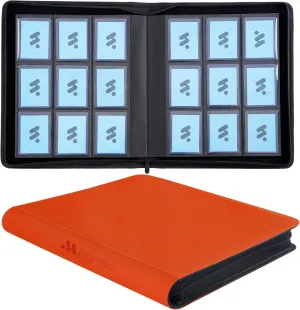Toploader Binder, Holds 324 Top Loaders,9 Pocket Top Loader Binders for 3" x 5" Rigid Cards,Toploader Card Binder for Hard Plastic Top Loaders -Orange