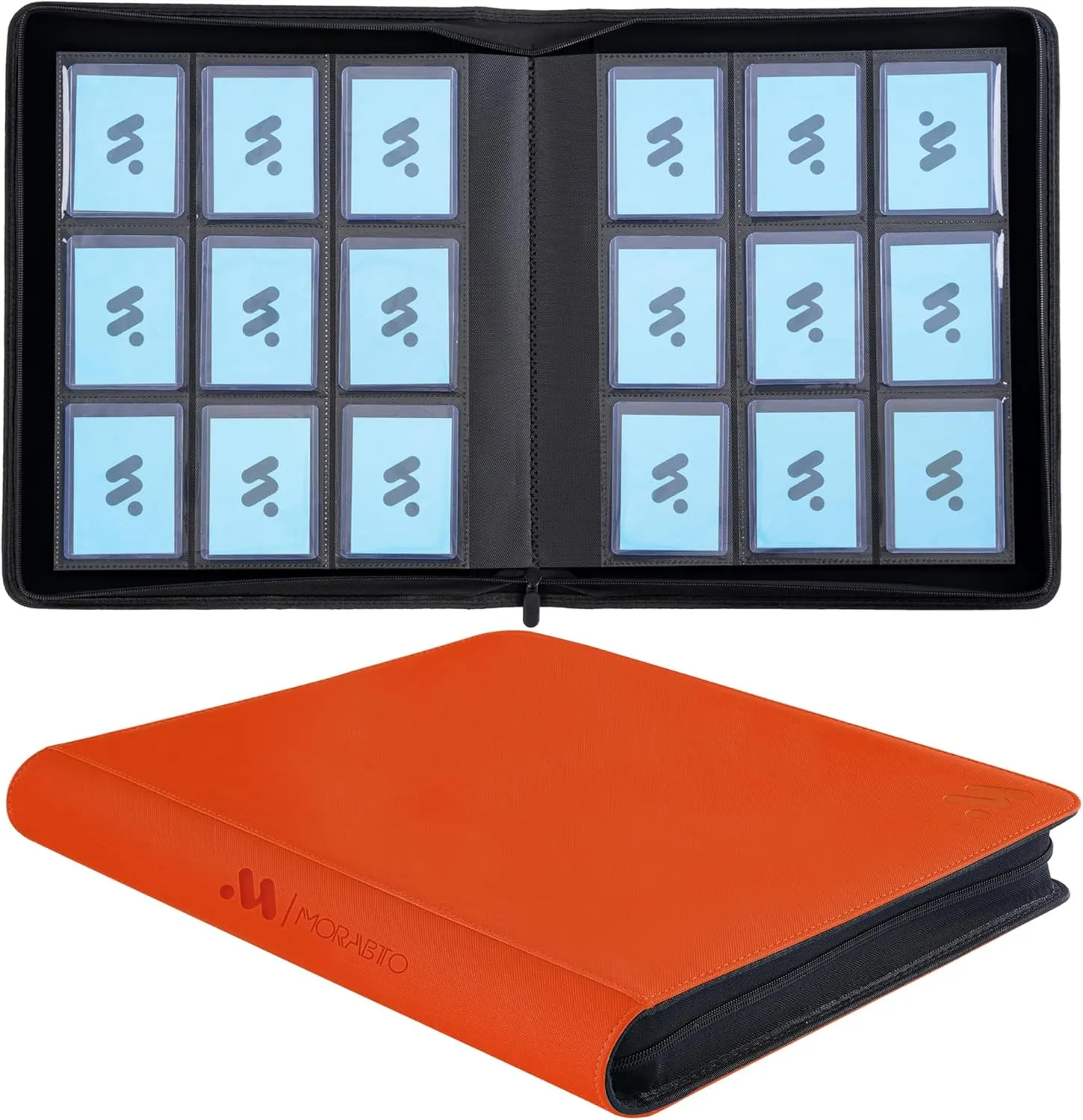 Toploader Binder, Holds 324 Top Loaders,9 Pocket Top Loader Binders for 3" x 5" Rigid Cards,Toploader Card Binder for Hard Plastic Top Loaders -Orange
