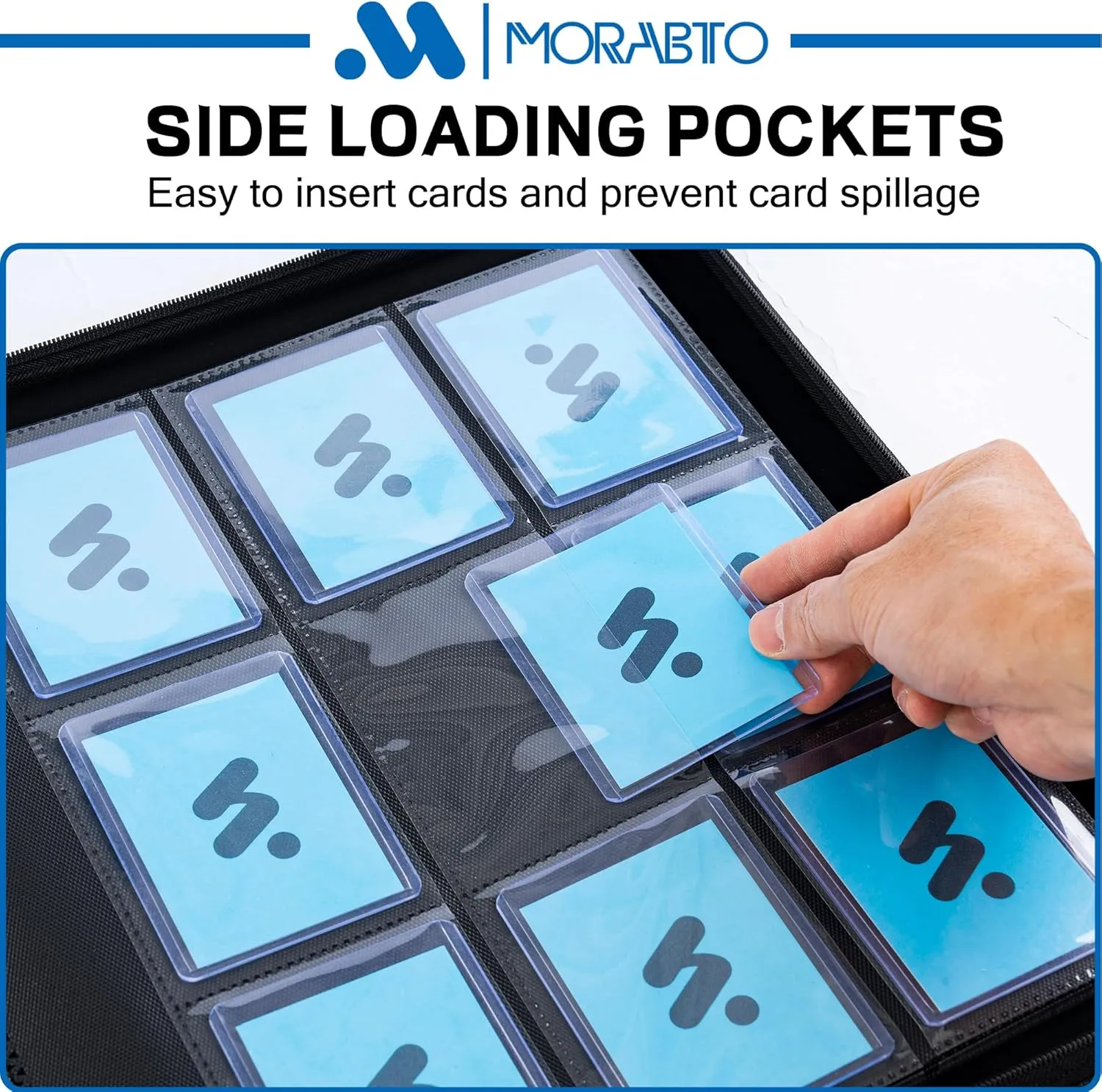 Toploader Binder, Holds 324 Top Loaders,9 Pocket Top Loader Binders for 3" x 5" Rigid Cards,Toploader Card Binder for Hard Plastic Top Loaders -Sky Blue