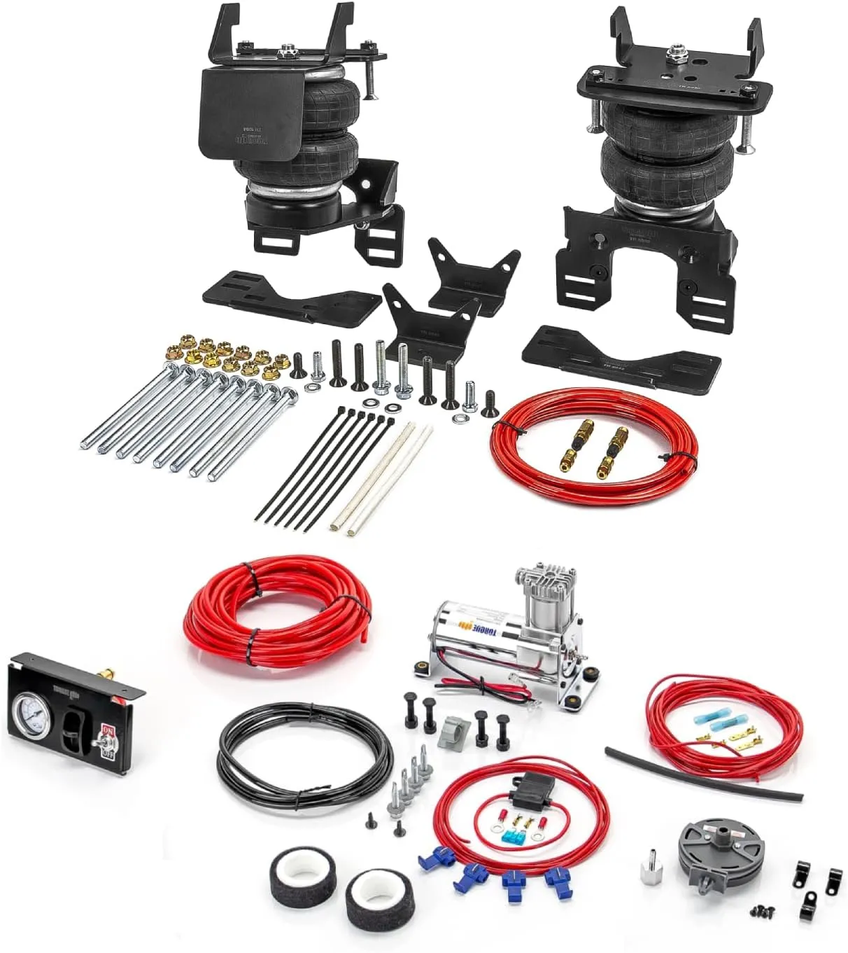 TORQUE Air Bag Suspension Kit with Internal Jounce Bumper and Compressor Kit for 2017-2025 Ford F250 F350 4WD only and F450 2WD 4WD F-250 F-350 F-450 7,500 lbs(Replaces Firestone 2625) (TR75625)