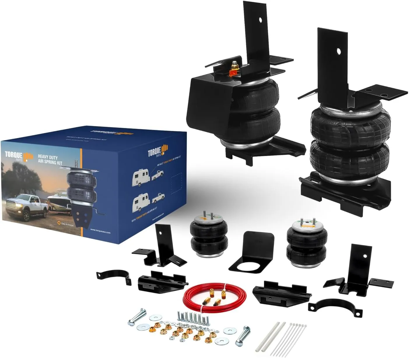 TORQUE Airbag Air Bag Suspension Kit for 1992-1999 GMC and Chevrolet Chevy Suburban 1500 2500 2WD 4WD Rear Helper Bag Spring Towing 5000 lbs (Replaces Firestone Ride Rite 2101) (TR2101)