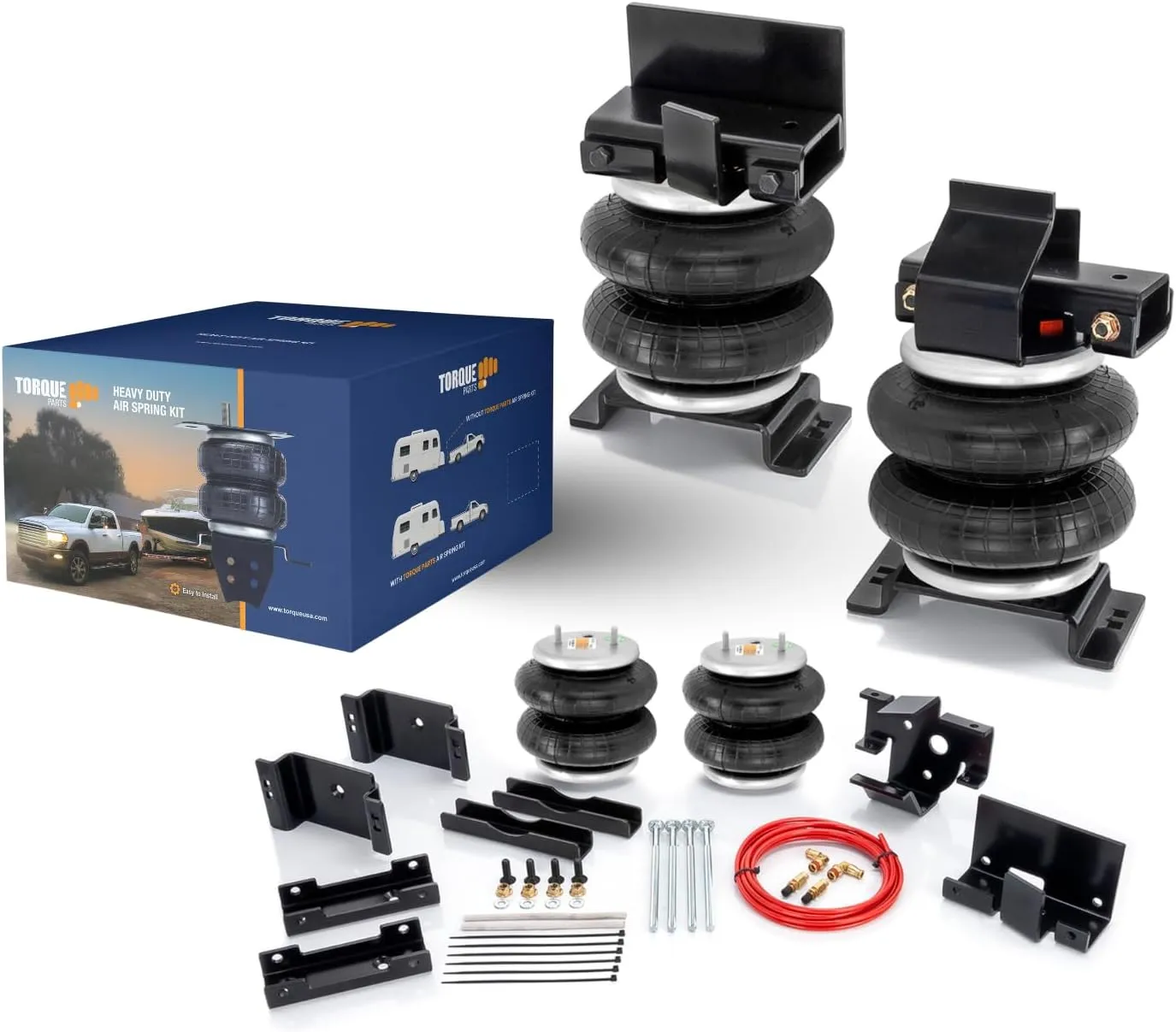 TORQUE Airbag Air Bag Suspension Kit for 2014-2025 Dodge Ram 2500 2WD 4WD Rear Helper Bag Spring Towing 5000 lbs (Replaces Firestone Ride Rite 2598) (TR2598)