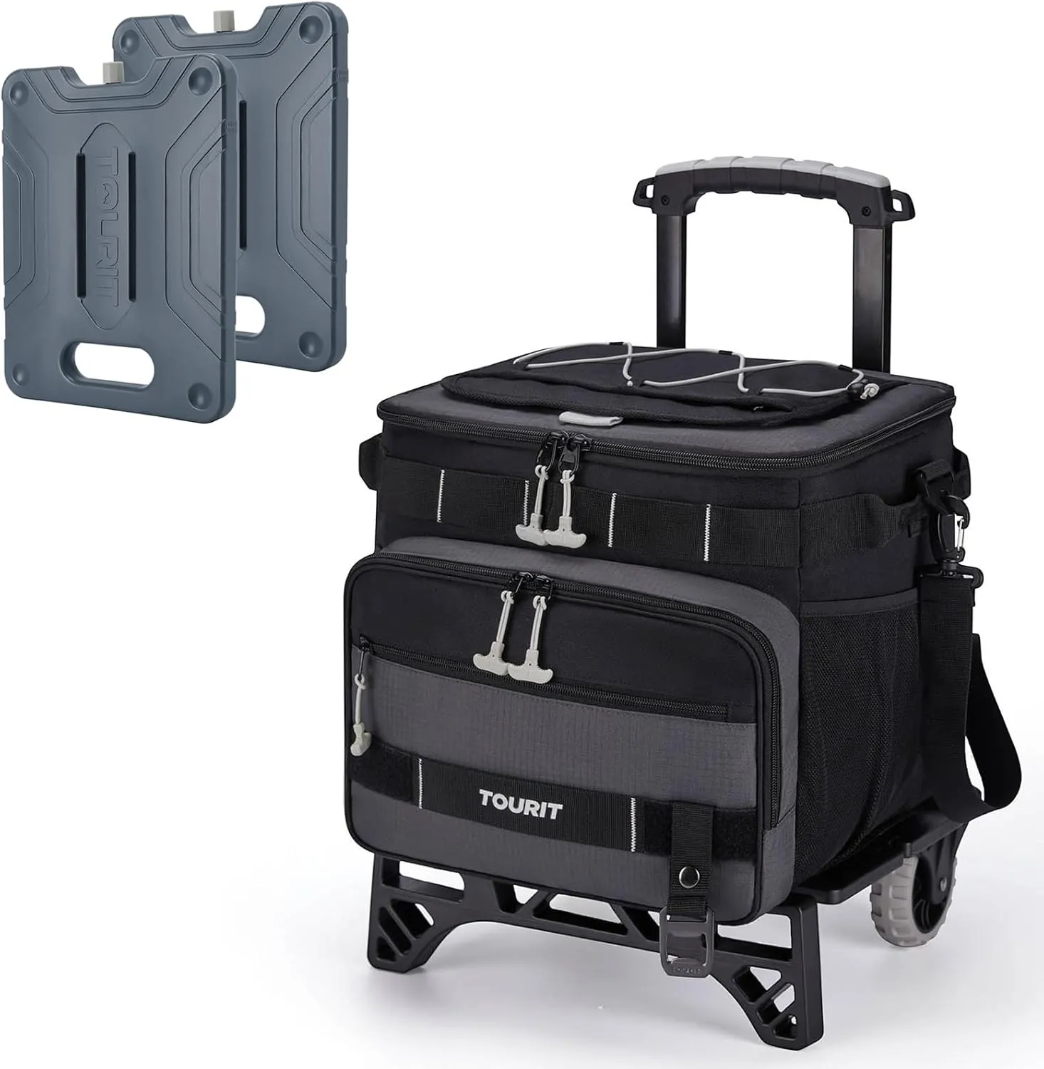 TOURIT 48-Can Insulated Rolling Cooler & 2 Set Large Ice Packs Bargain Perfect Combination