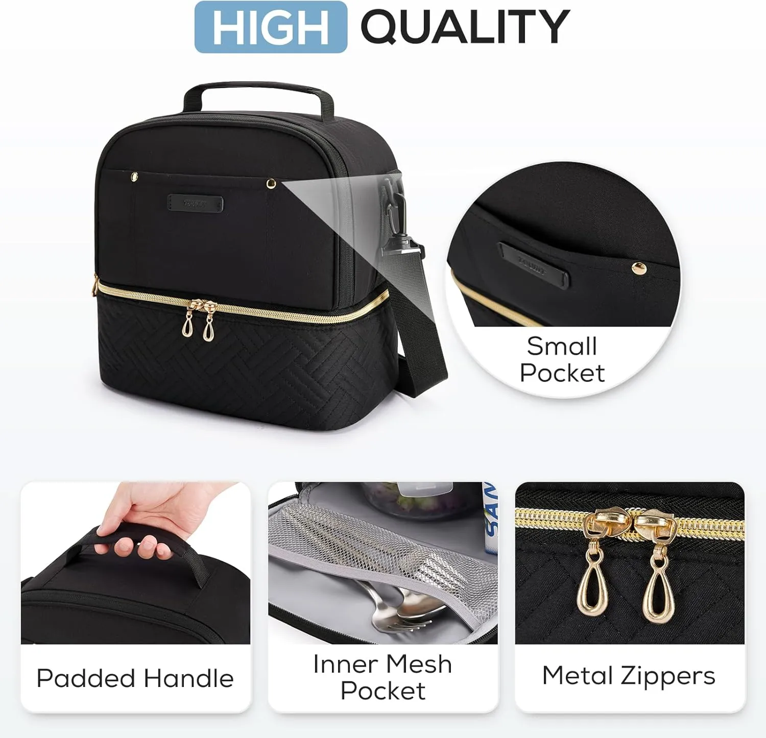 TOURIT Lunch Bag Women Double Deck Lunch Box Insulated Lunch Cooler for Women Men Work, Camel