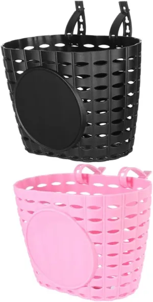 TOYANDONA 2pcs Boys and Girls Bike Basket Multi-use Front Storage Holder for Scooters Easy to Install Hanging Design Fits Sturdy Stable