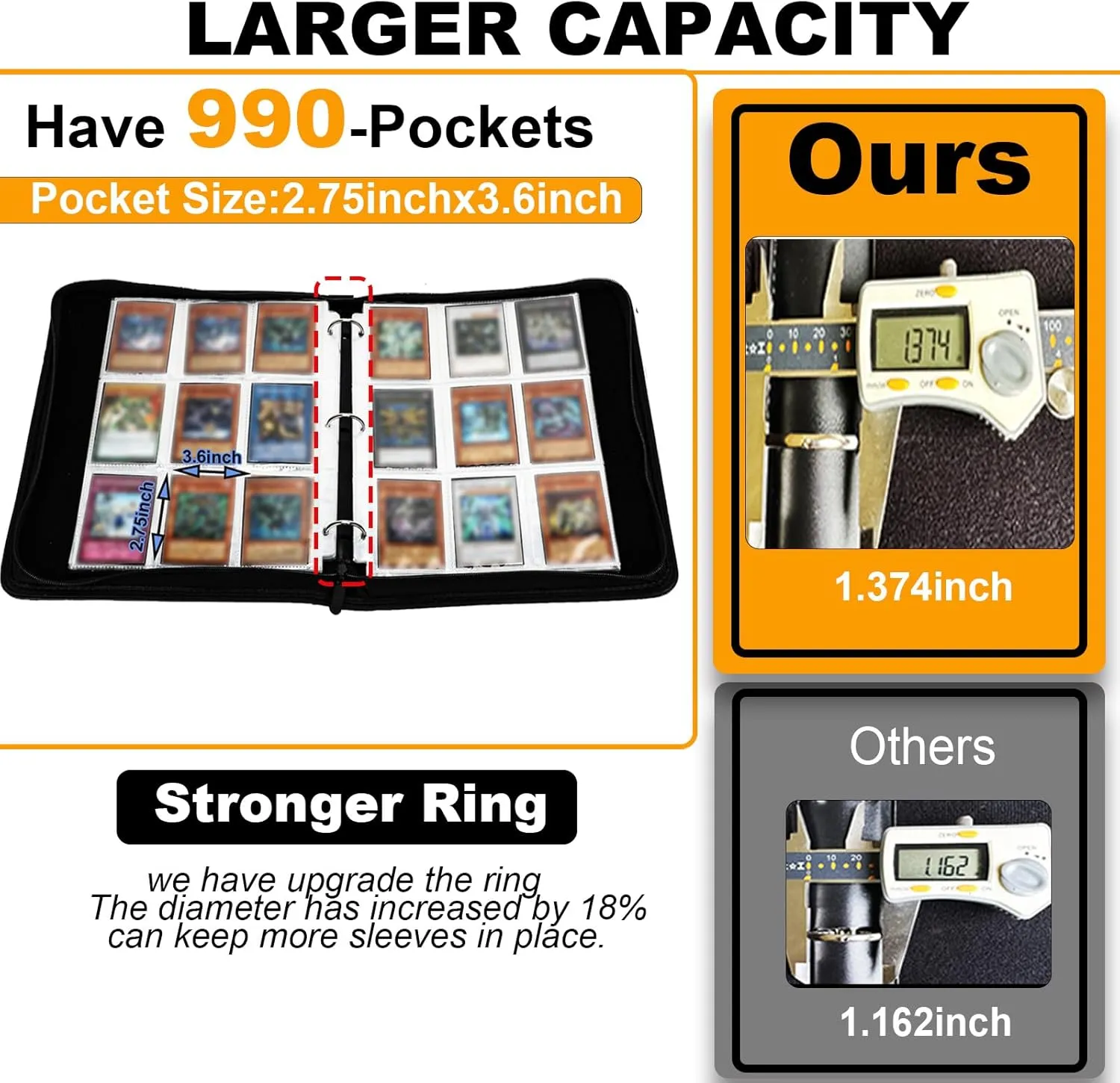 Trading Card binder for Y-G-O Cards- 990 Pockets Card Album with Sleeves Compatible with TCG Cards, TCG Cards Or Other Standard Size Cards Holder-Dragon