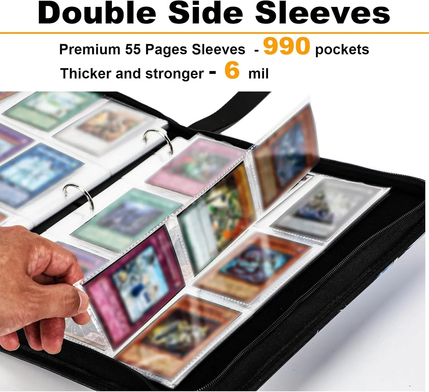 Trading Card binder for Y-G-O Cards- 990 Pockets Card Album with Sleeves Compatible with TCG Cards, TCG Cards Or Other Standard Size Cards Holder-Dragon