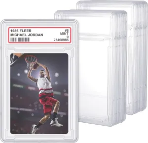 Trading Cards Protector Case Acrylic Clear Baseball Card Holders with Label Position Hard Sleeves Small Sturdy Storage Box for Standard Collector Sport Game Grade(12 Pieces)