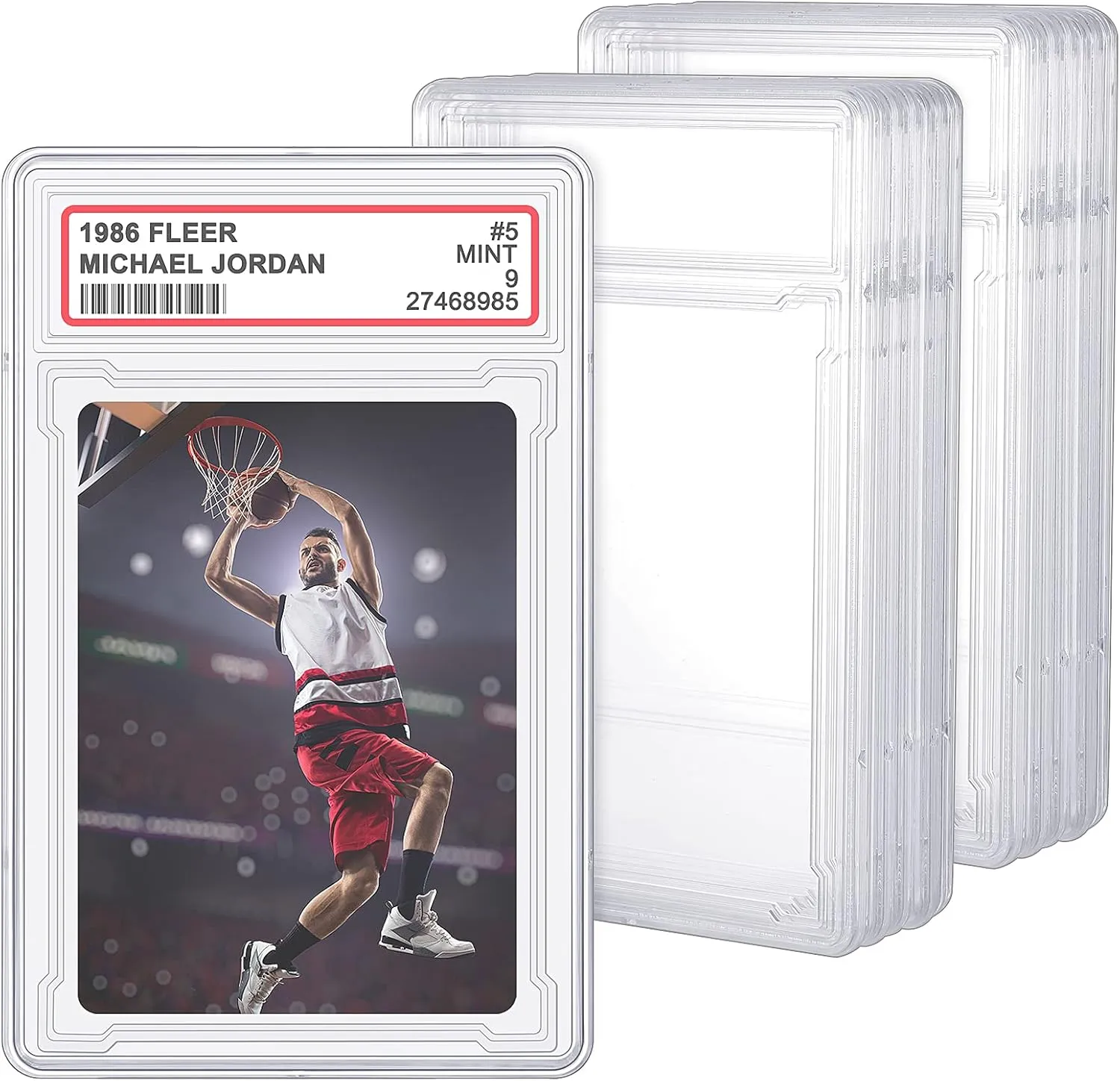 Trading Cards Protector Case Acrylic Clear Baseball Card Holders with Label Position Hard Sleeves Small Sturdy Storage Box for Standard Collector Sport Game Grade(12 Pieces)