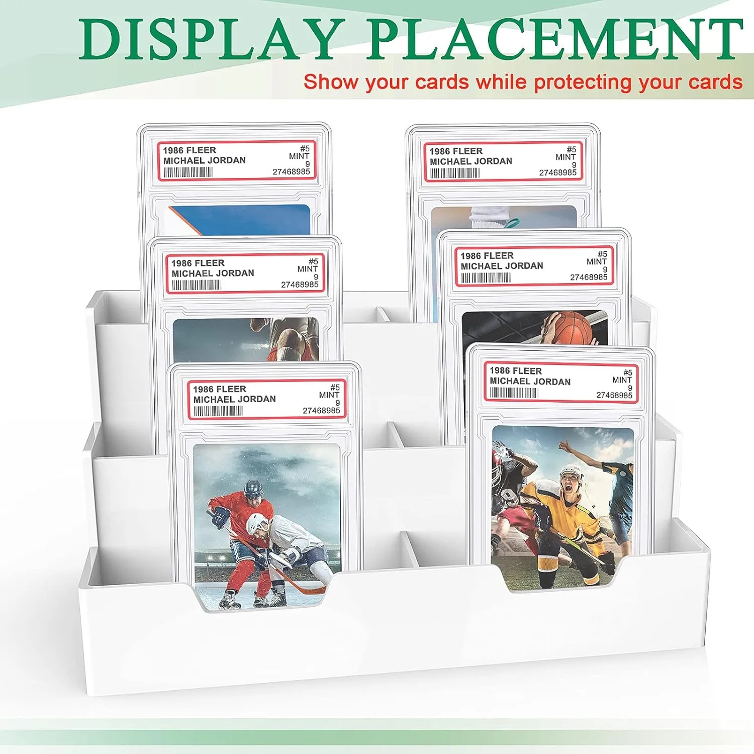 Trading Cards Protector Case Acrylic Clear Baseball Card Holders with Label Position Hard Sleeves Small Sturdy Storage Box for Standard Collector Sport Game Grade(12 Pieces)