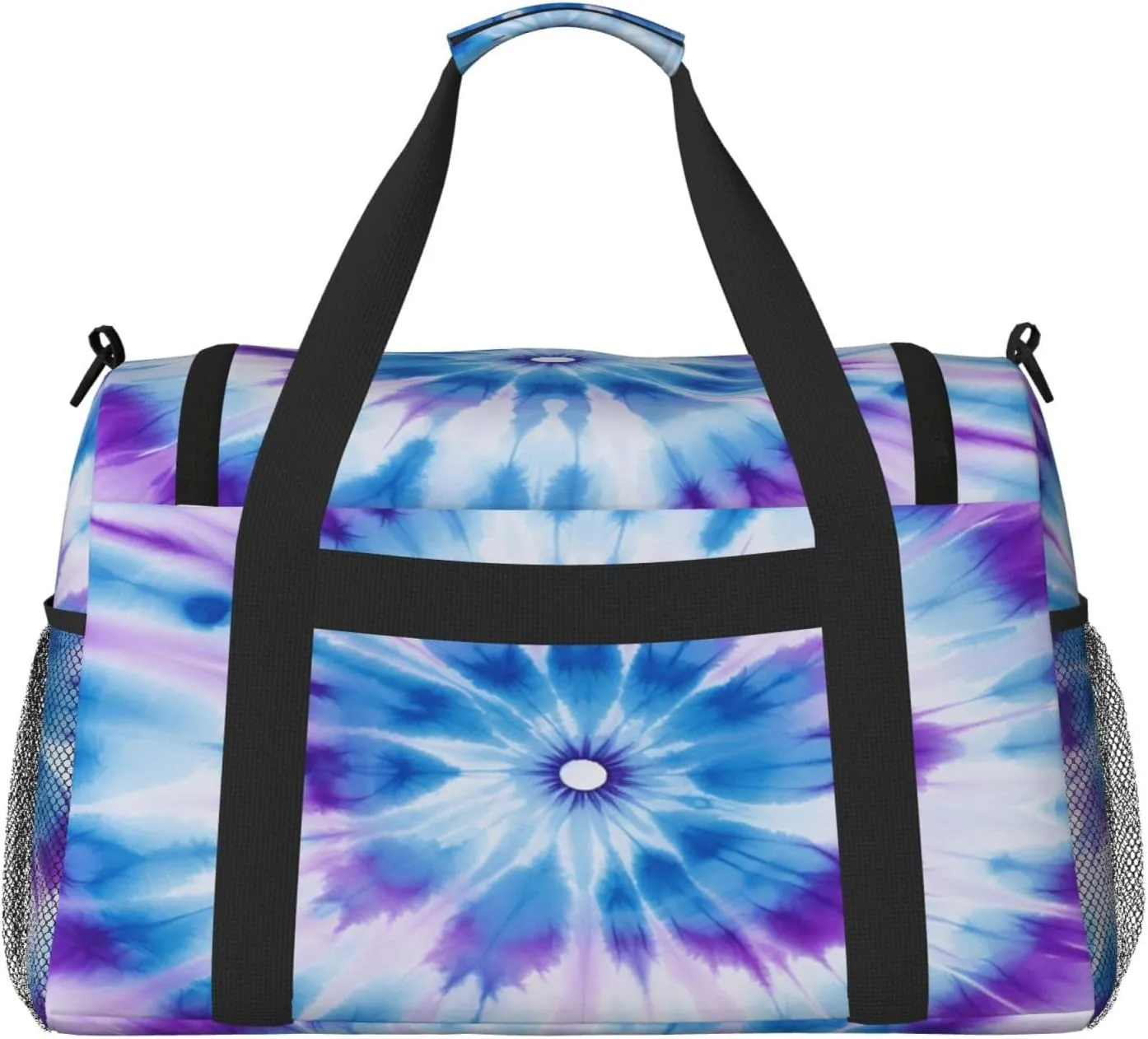 Travel Duffel Bag For Men Women, Blue Purple Tie Dye Mandala Flower Carry On Sport Gym Bag With Shoulder Strap Lightweight Waterproof Weekender Bag Overnight Bag