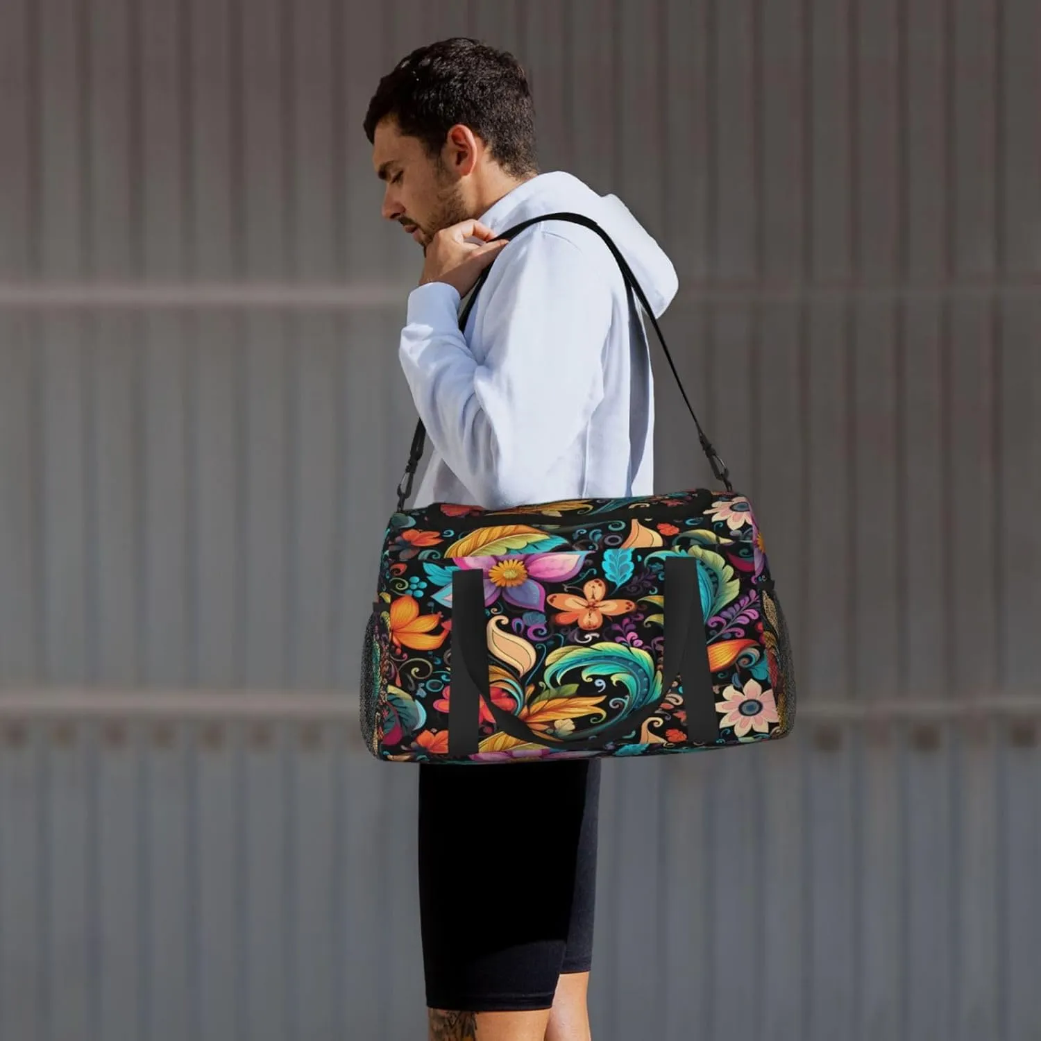 Travel Duffel Bag For Men Women, Colorful Paisley Flower Floral Patten Carry On Sport Gym Bag With Shoulder Strap Lightweight Waterproof Weekender Bag Overnight Bag