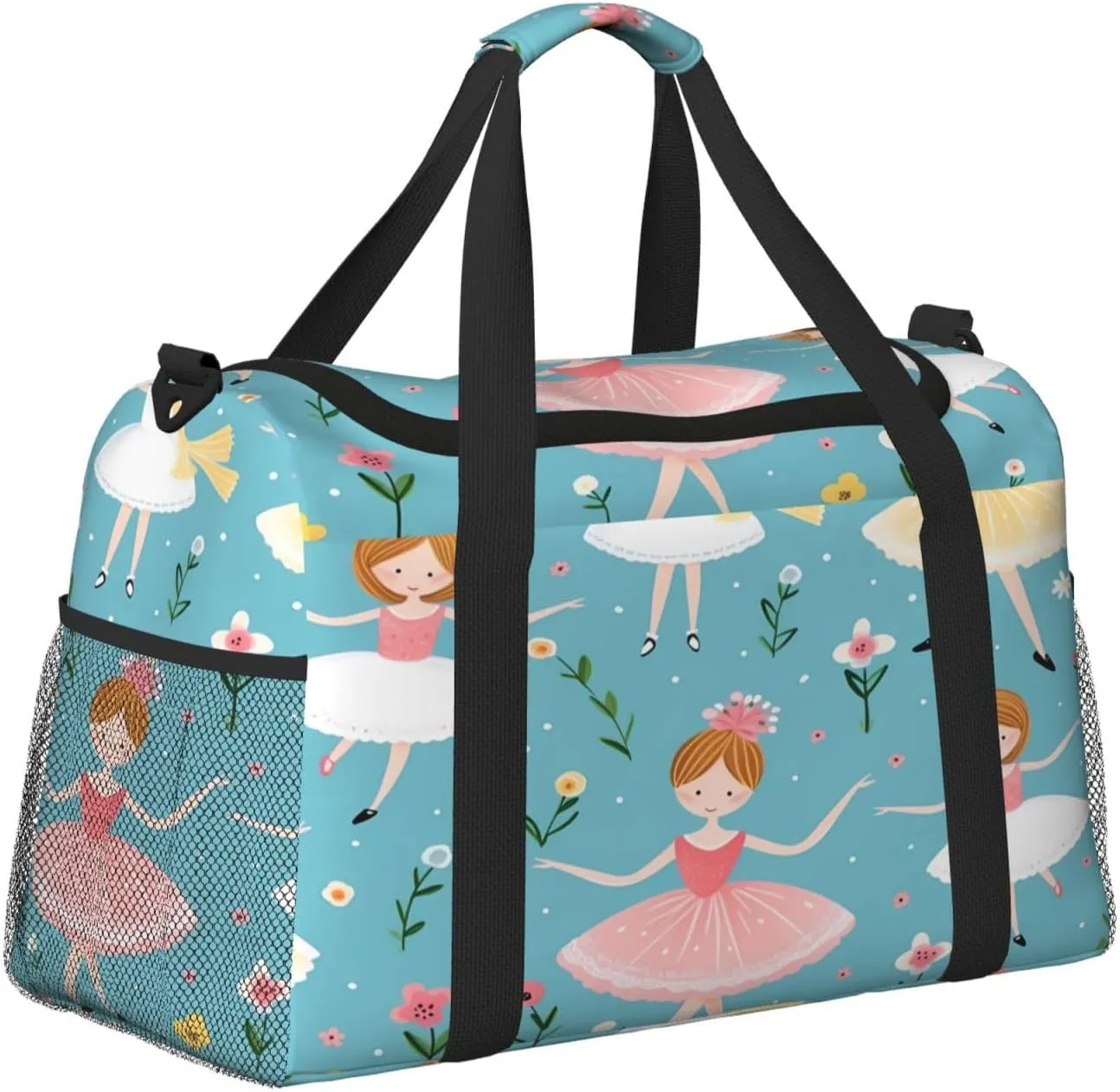 Travel Duffel Bag For Men Women, Flower Ballerinas Pattern Carry On Sport Gym Bag With Shoulder Strap Lightweight Waterproof Weekender Bag Overnight Bag