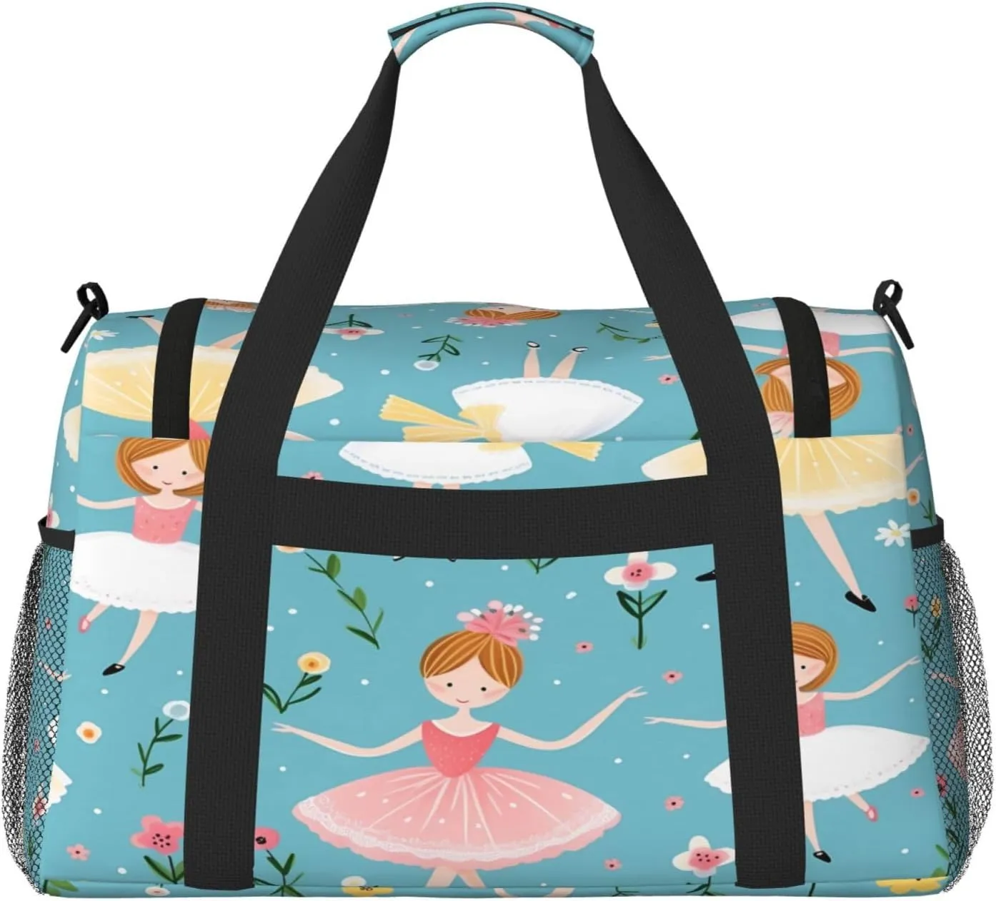 Travel Duffel Bag For Men Women, Flower Ballerinas Pattern Carry On Sport Gym Bag With Shoulder Strap Lightweight Waterproof Weekender Bag Overnight Bag