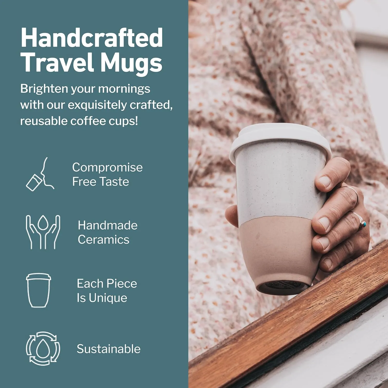 Travel Mugs - Reusable Coffee Cup – Cute Coffee Mugs Travel Coffee Tumbler – Microwave & Dishwasher Safe To Go Coffee Mug- Gifts For Women Men Him Her – 12oz - Dune