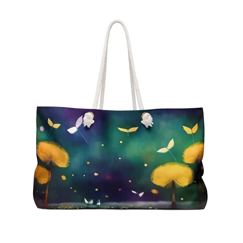 Trendy Polyester Weekender Bag with Dazzling Dandelions