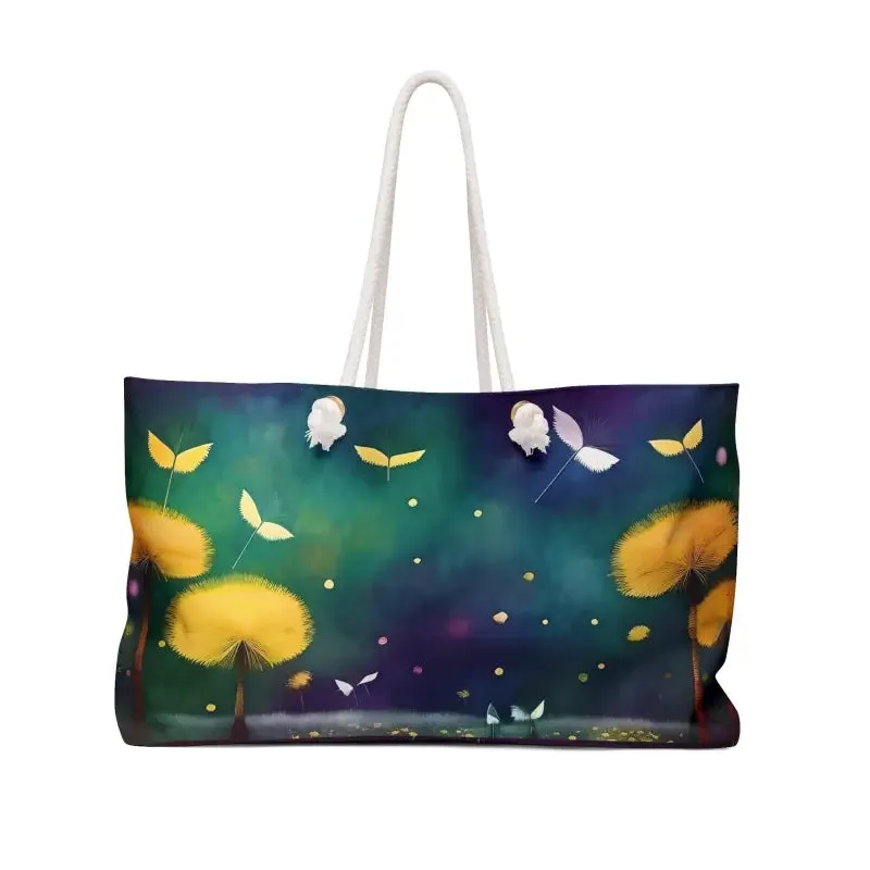 Trendy Polyester Weekender Bag with Dazzling Dandelions