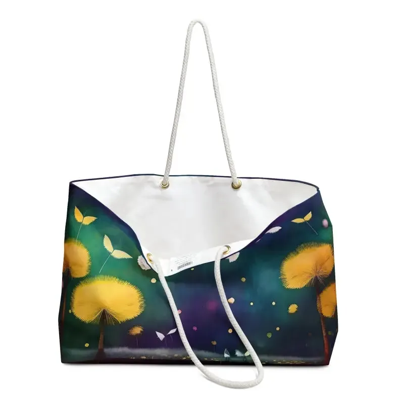 Trendy Polyester Weekender Bag with Dazzling Dandelions