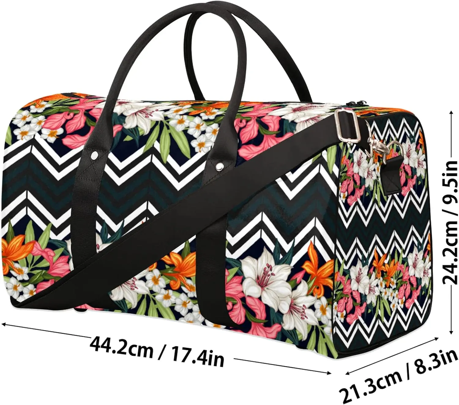 Tropical Flower Travel Duffle Bag, Weekender Bags for Women Men Palm Leaf Carry on Overnight Bag Waterproof Gym Bags, Hospital Bag for Labor and Delivery