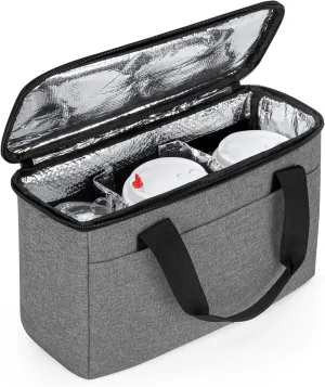 Trunab Reusable 3 Cups Drink Carrier for Delivery with Adjustable Dividers, Insulated Drink Caddy Holder Bag for Take Out, Beverages Carrier Tote with Handle for Outdoors,Patented Design, Grey