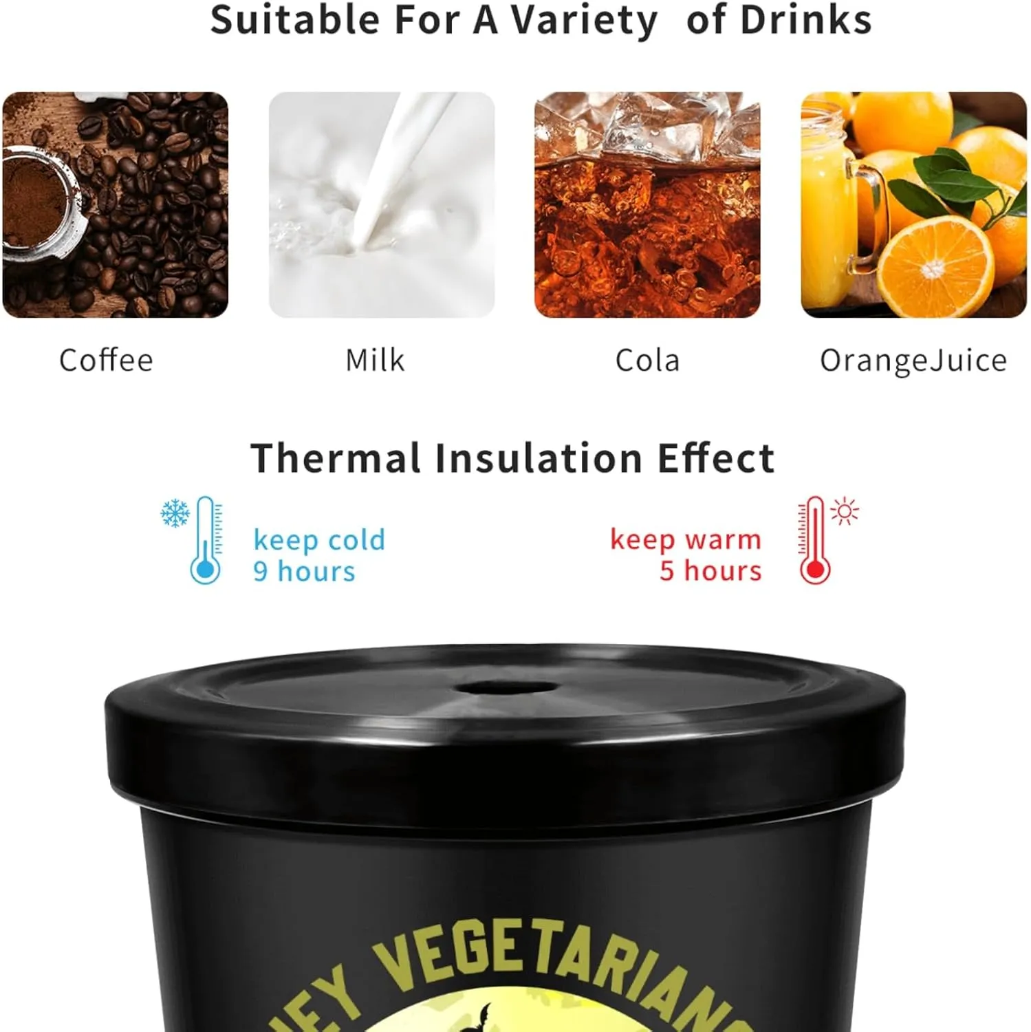 Tumbler Hey Vegetarians, My Food Poops On Your Food Tumbler Insulated Stainless Tumbler with Lids and Straws Christmas Gift for Mom for Outdoor