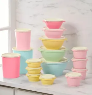 Tuppers for ware Heritage Collection Plastic Food Storage Containers, Set of 32, Assorted Colors