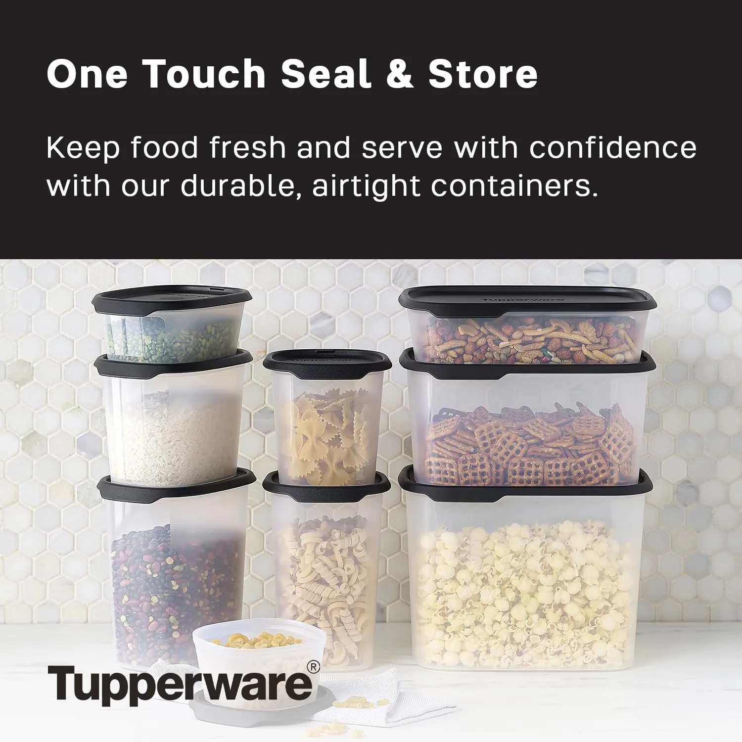 Tupperware One Touch Fresh Seal & Store 9-Container Food Storage Set - Dishwasher Safe & BPA Free - (9 Containers   9 Lids)