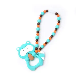 Turquoise Raccoon Baby Carrier Teether Toy