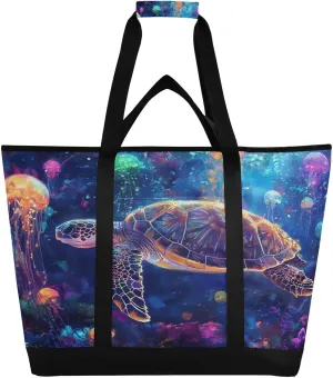 Turtles Reusable Insulated Lunchbox Cooler Bag, Leakproof Kitchen Grocery Bag Collapsible Portable Cooler Tote Bag for Picnic, Camping, Office, Travel