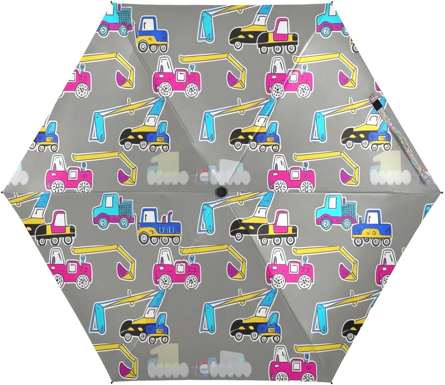 Umbrellas for Sun, Windproof Compact Umbrella Travel, Ideal for Car, Purse, Men and Women, Cute Construction Vehicles Gray