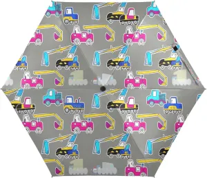 Umbrellas for Sun, Windproof Compact Umbrella Travel, Ideal for Car, Purse, Men and Women, Cute Construction Vehicles Gray