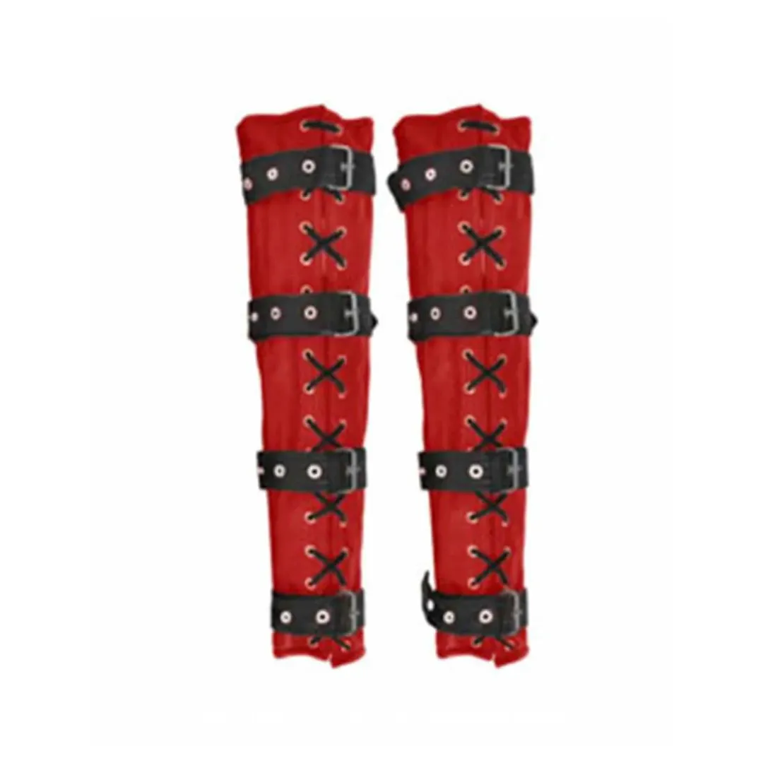 Unisex Leather Arm and Leg Binder Bondage Red & Black Set - ABLB-RED
