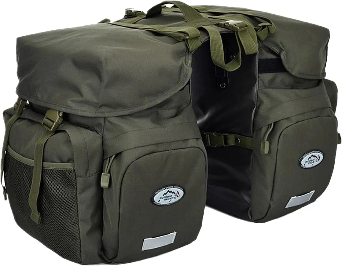UNISTRENGH 50L Bike Pannier Bag Multifunction Riding Bag Water Resistant Bicycle Rear Seat Bag Rack Trunk Carrier Bags - Rain Cover Included (Military Green)