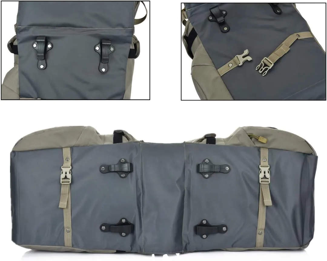 UNISTRENGH 50L Bike Pannier Bag Multifunction Riding Bag Water Resistant Bicycle Rear Seat Bag Rack Trunk Carrier Bags - Rain Cover Included (Military Green)