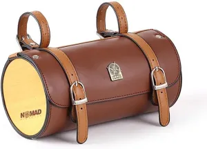 UNISTRENGH Retro Bike Handlebar Bag PU Leather Waterproof Pannier Bicycle Basket Front Pack Vintage Seat Rear Bags for Mountain Road MTB Bikes (Coffee)