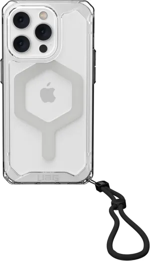 URBAN ARMOR GEAR UAG iPhone 14 Pro Case 6.1" Plyo Clear Ice - Compatible with MagSafe Lightweight Rugged Protective Cover & Paracord Lanyard Adjustable Wrist Strap Bundle Set